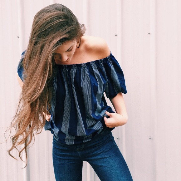 Urban Outfitters Tops - OFF THE SHOULDER STRIPED TOP